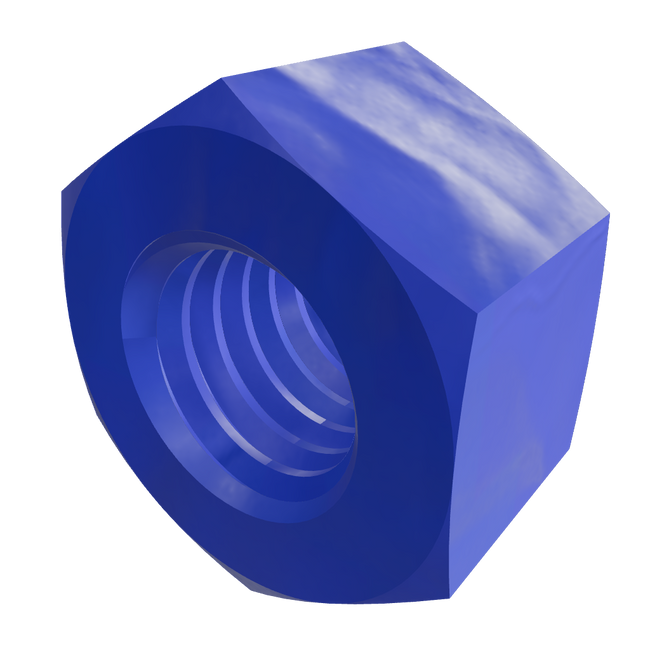 PTFE Coated Teflon Stainless Steel Hexagon Nuts Blue