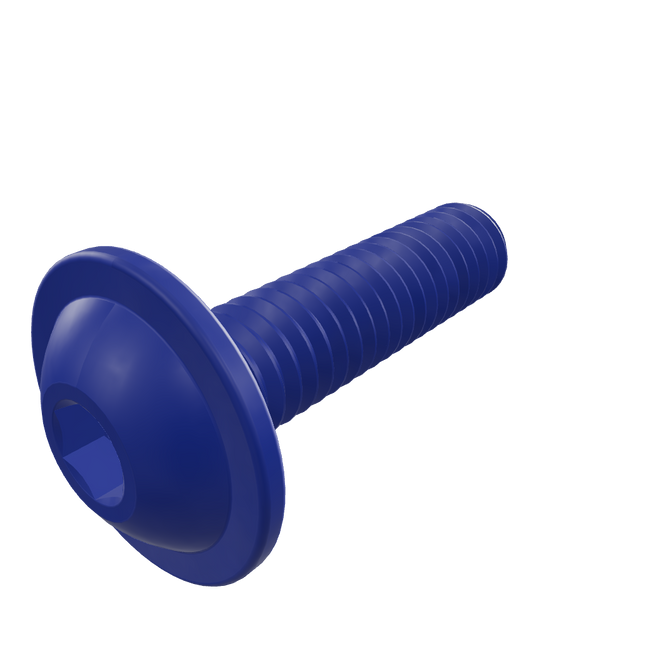 PTFE Coated Stainless Steel Flanged Button Screw Blue
