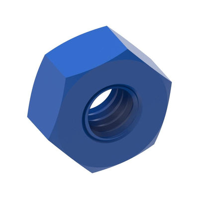 PTFE Coated Teflon Stainless Steel Hexagon Nuts Blue - High Performance Polymer-Plastic Fastener Components