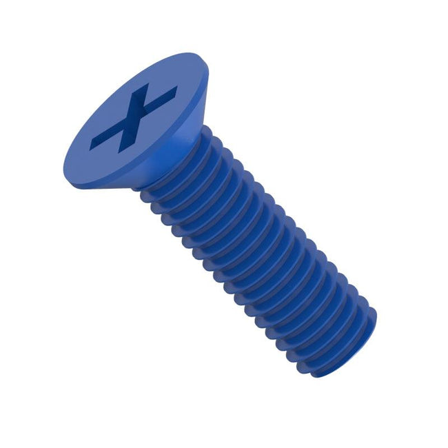 PTFE Teflon Coated Stainless Steel Countersunk Flat Head Screws - High Performance Polymer-Plastic Fastener Components